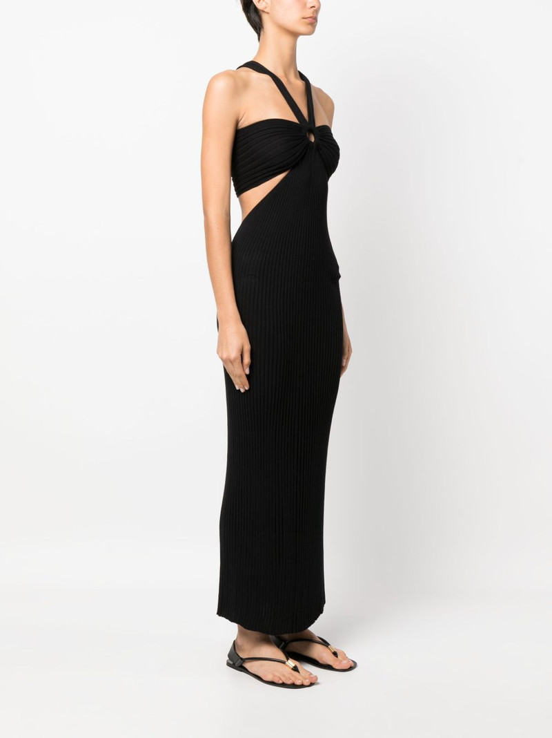 gathered ribbed-knit maxi dress 3
