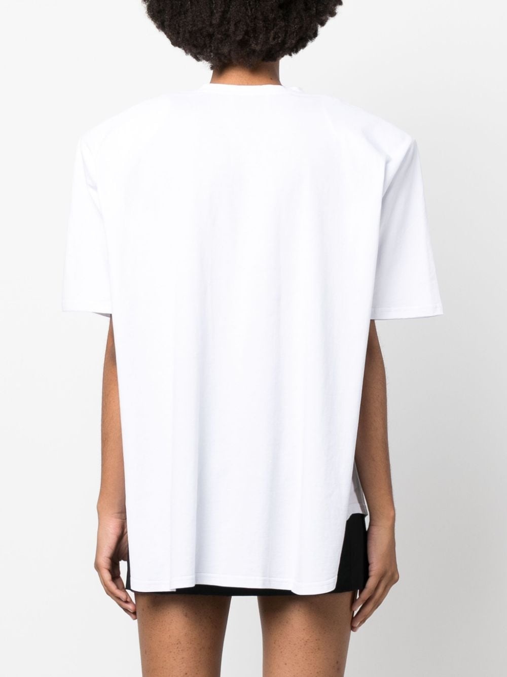 logo-print shoulder-pad T-shirt - 4