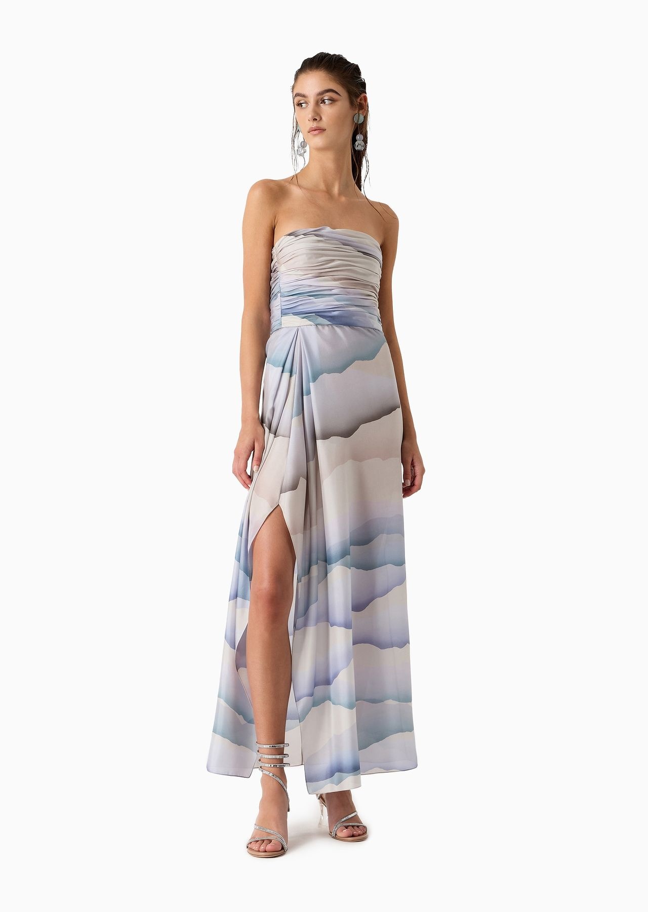ASV printed silk habotai long bustier dress - 2
