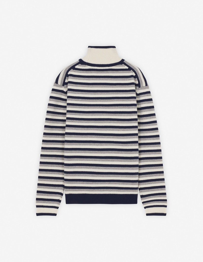 FOX HEAD INTARSIA COMFORT STRIPED HIGH NECK JUMPER 6
