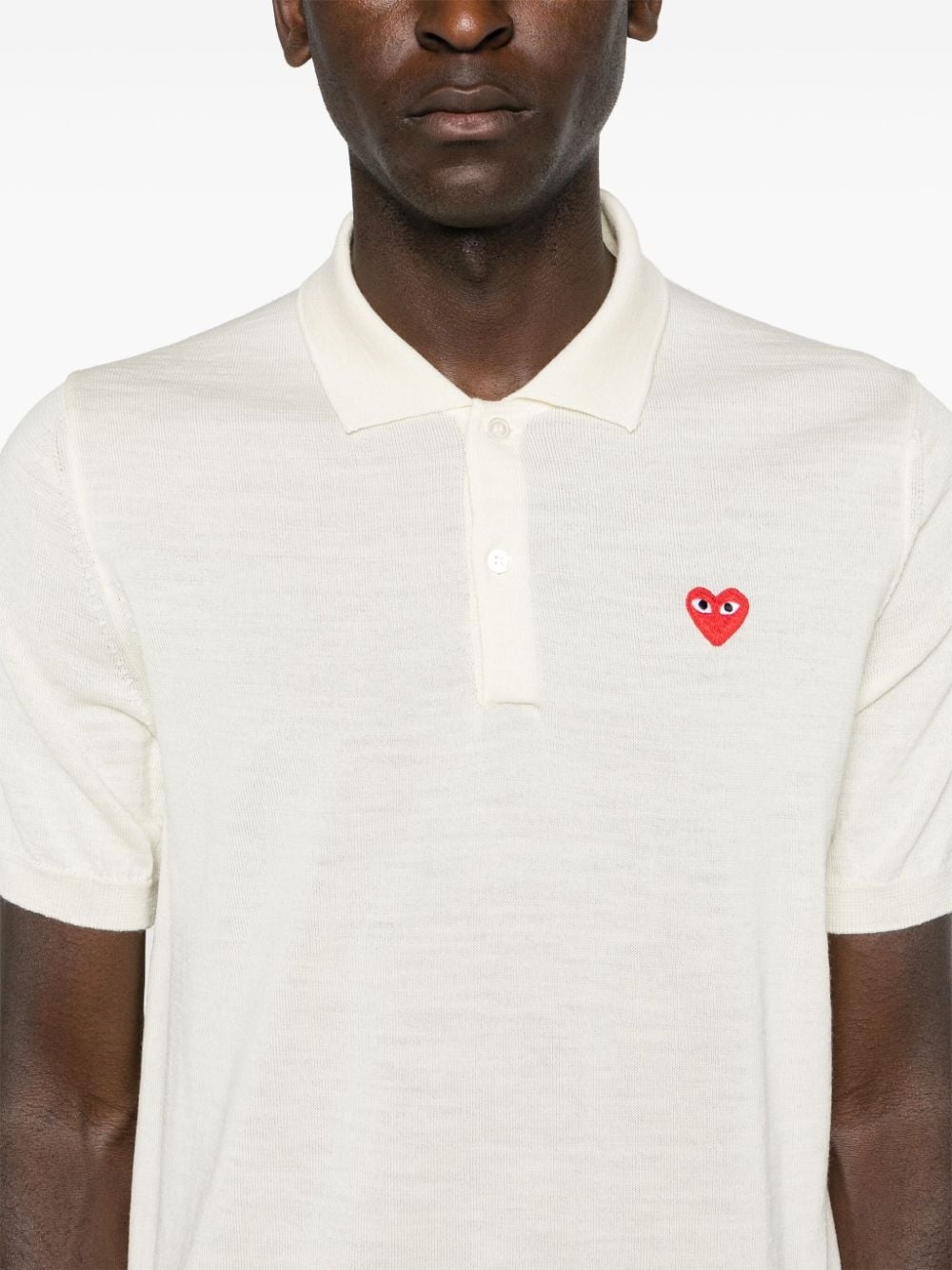 heart-patch wool polo shirt - 6