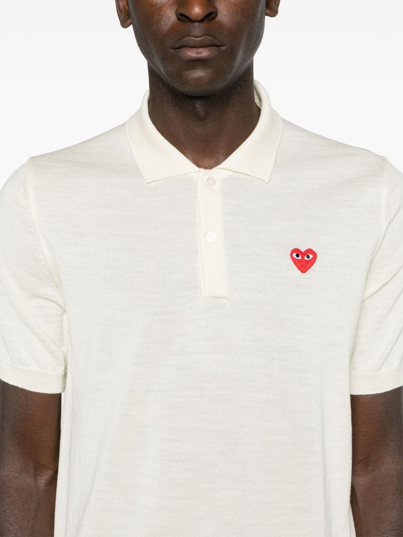 heart-patch wool polo shirt 6
