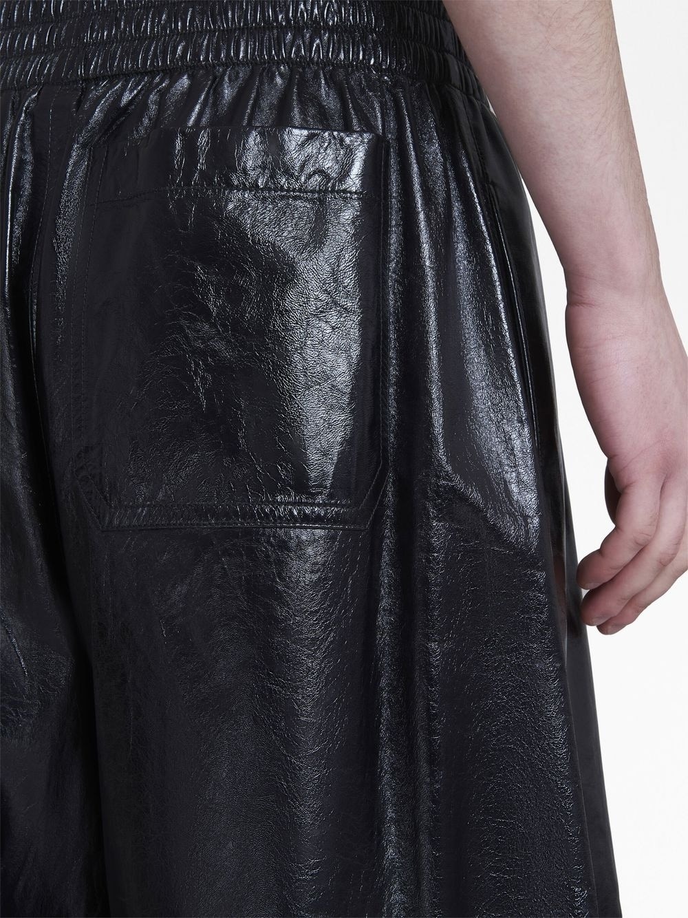 elasticated leather shorts - 5
