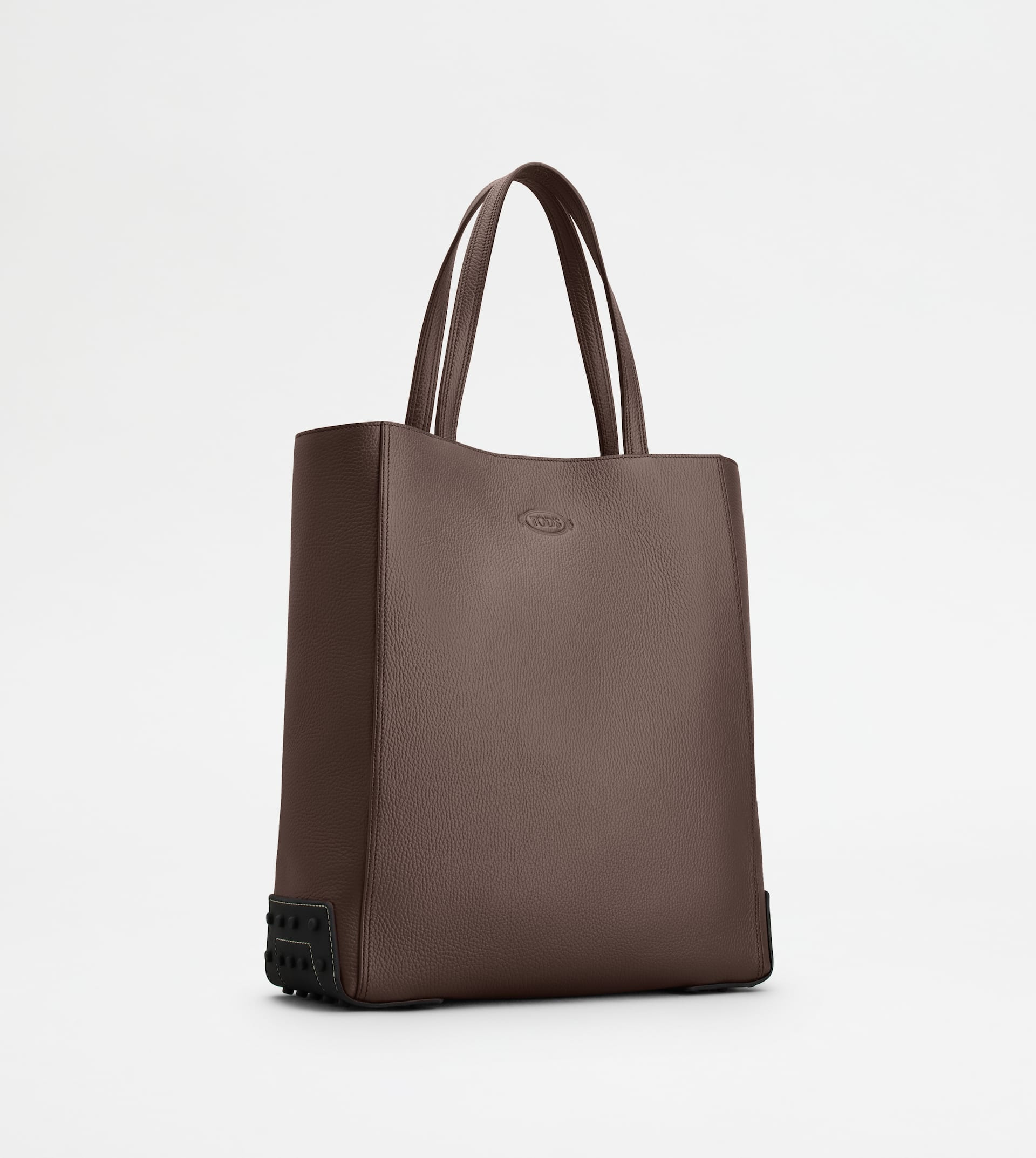 TOTE SHOPPING BAG IN LEATHER MEDIUM - BROWN - 3