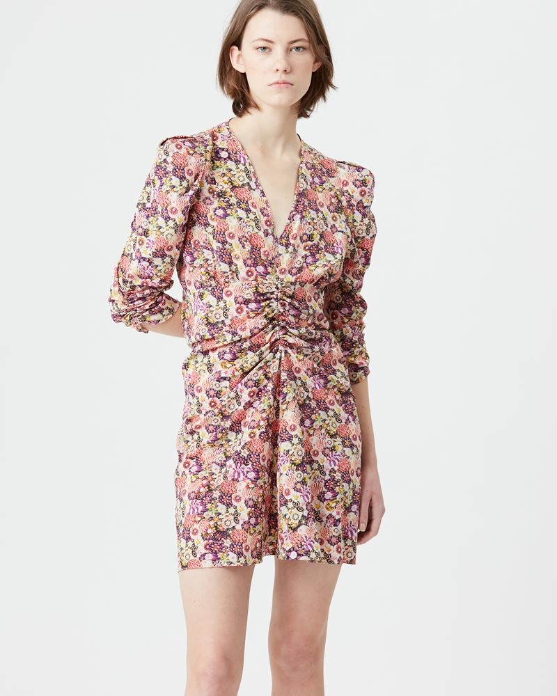 ALINIZA FLORAL SILK SHORT DRESS - 4