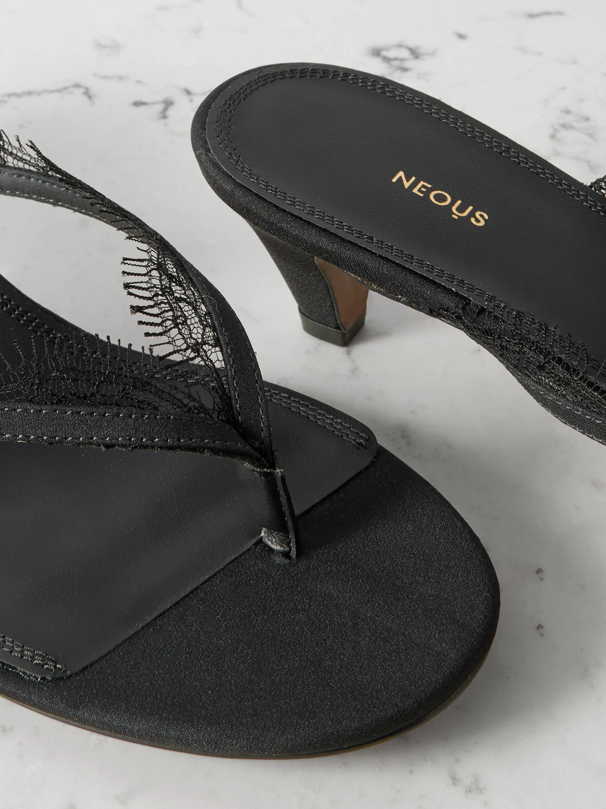 Kalliope Lace And Leather-trimmed Crepe De Chine Sandals - 4