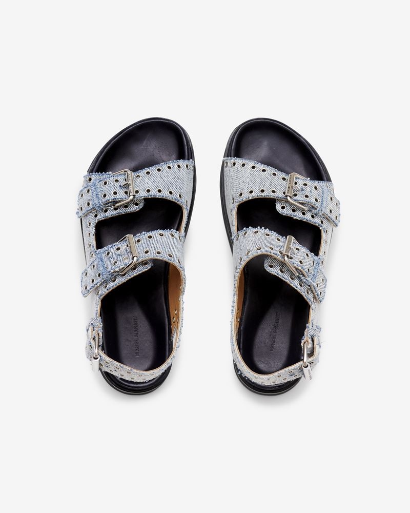DENIM OPHIE PLATFORM BUCKLE SANDALS - 4