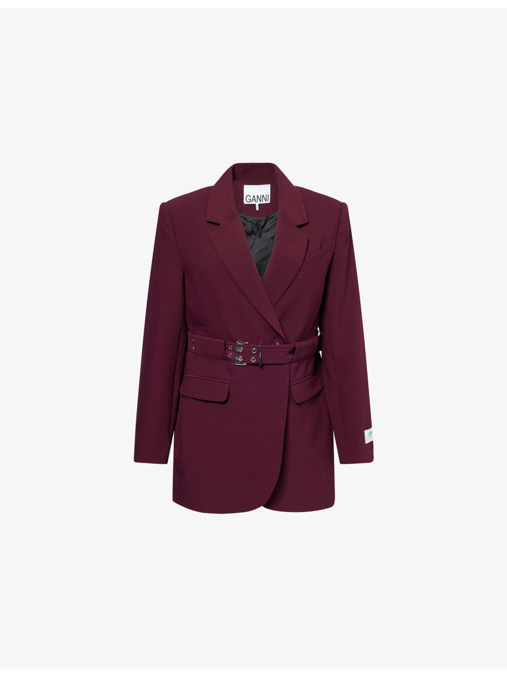 Notched-Lapel Eyelet Woven Blazer - 1