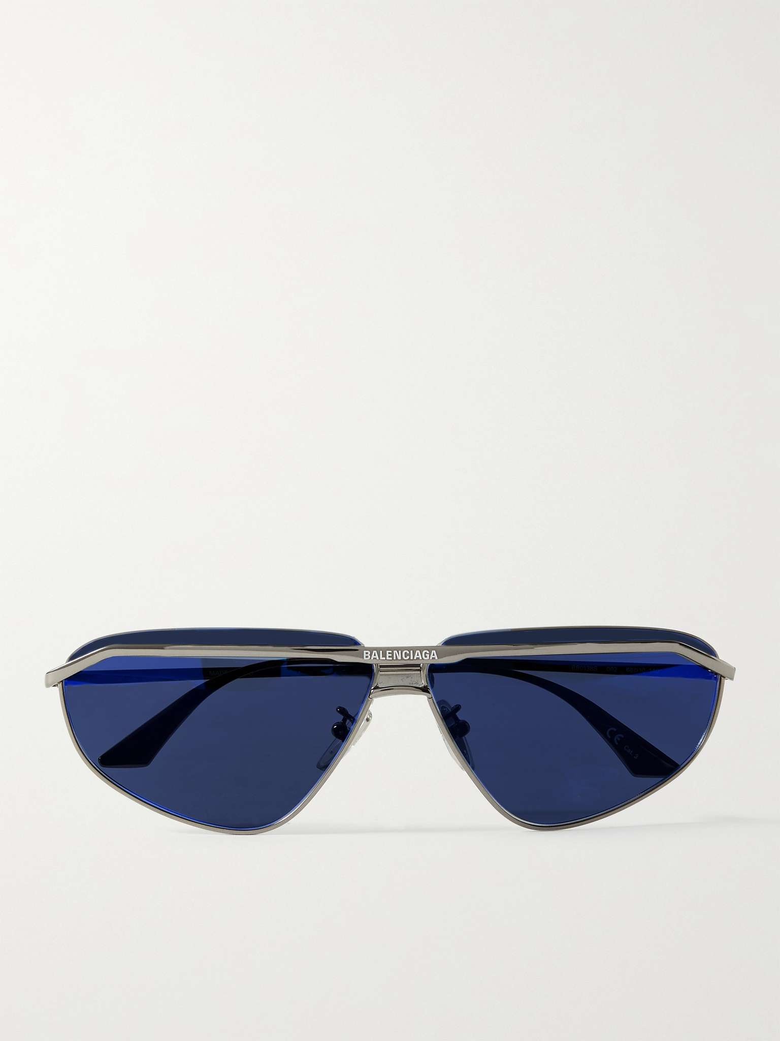 Rectangle-Frame Logo-Engraved Ruthenium Sunglasses - 1