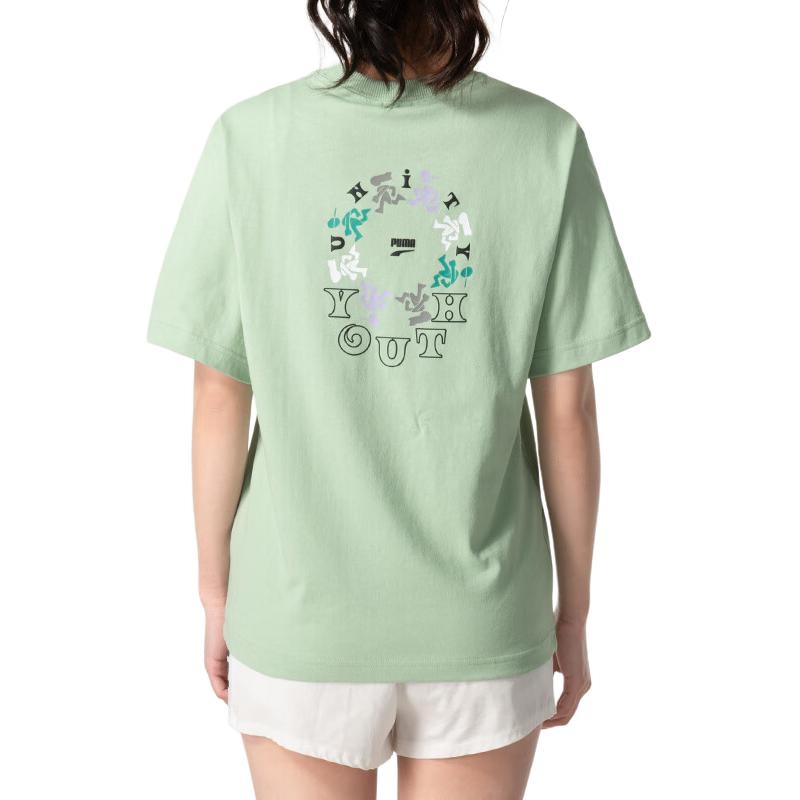 (WMNS) PUMA Youth Logo T-Shirt 'Green' 626119-89 - 3