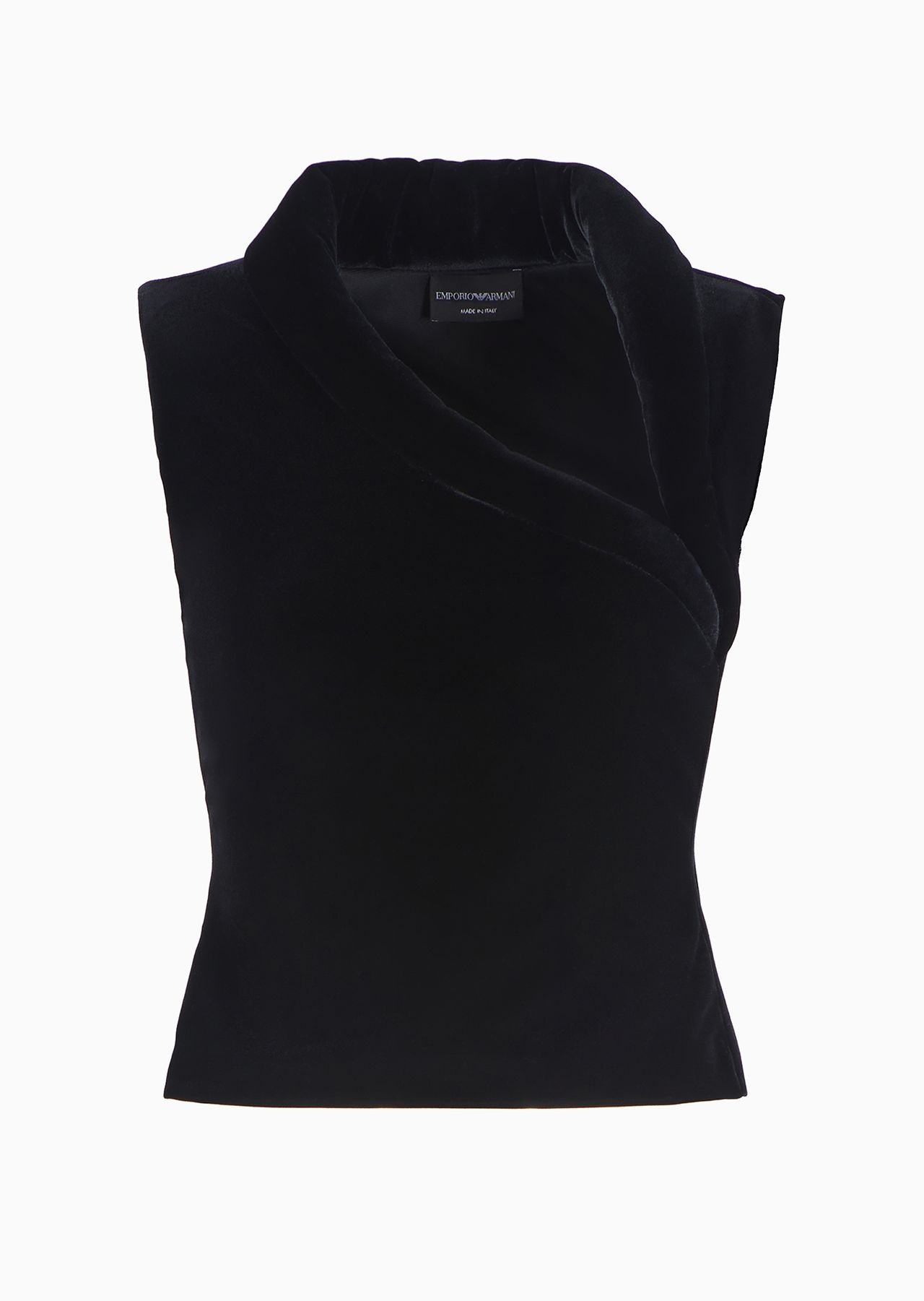Chenille jersey top with asymmetric neckline - 1