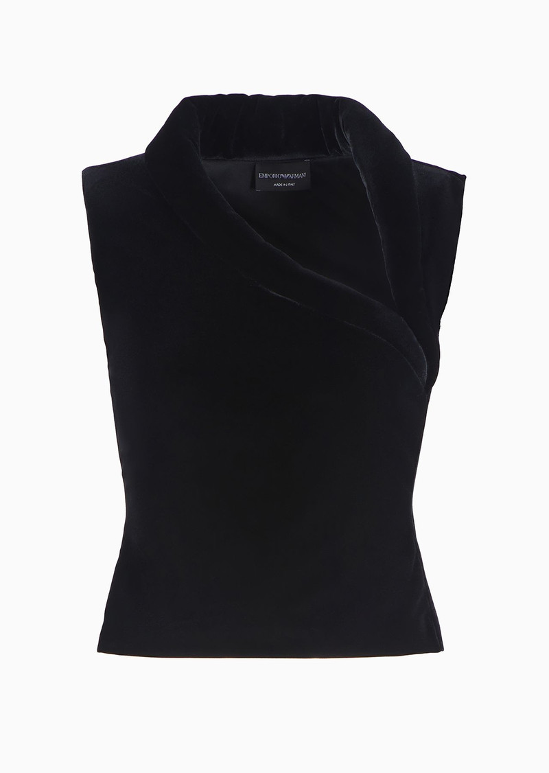 Chenille jersey top with asymmetric neckline 1