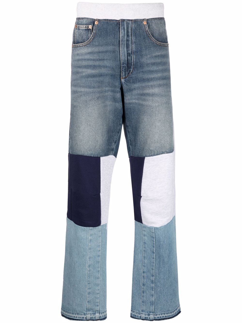 panelled straight-leg jeans - 1