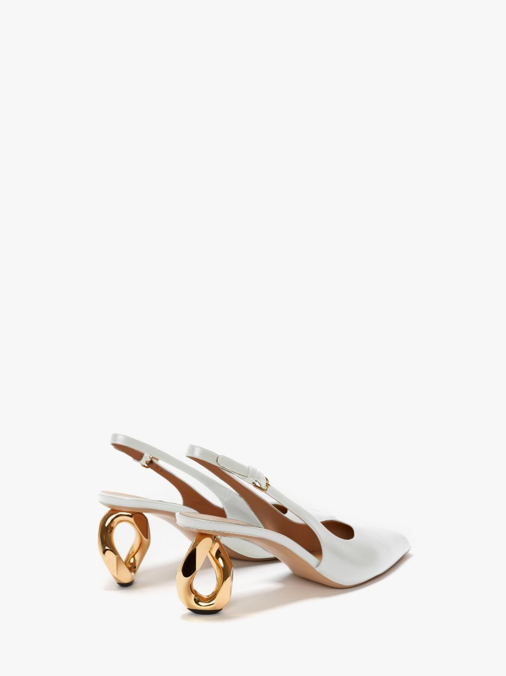SQUARE TOE CHAIN HEEL SLINGBACK PUMPS - 3