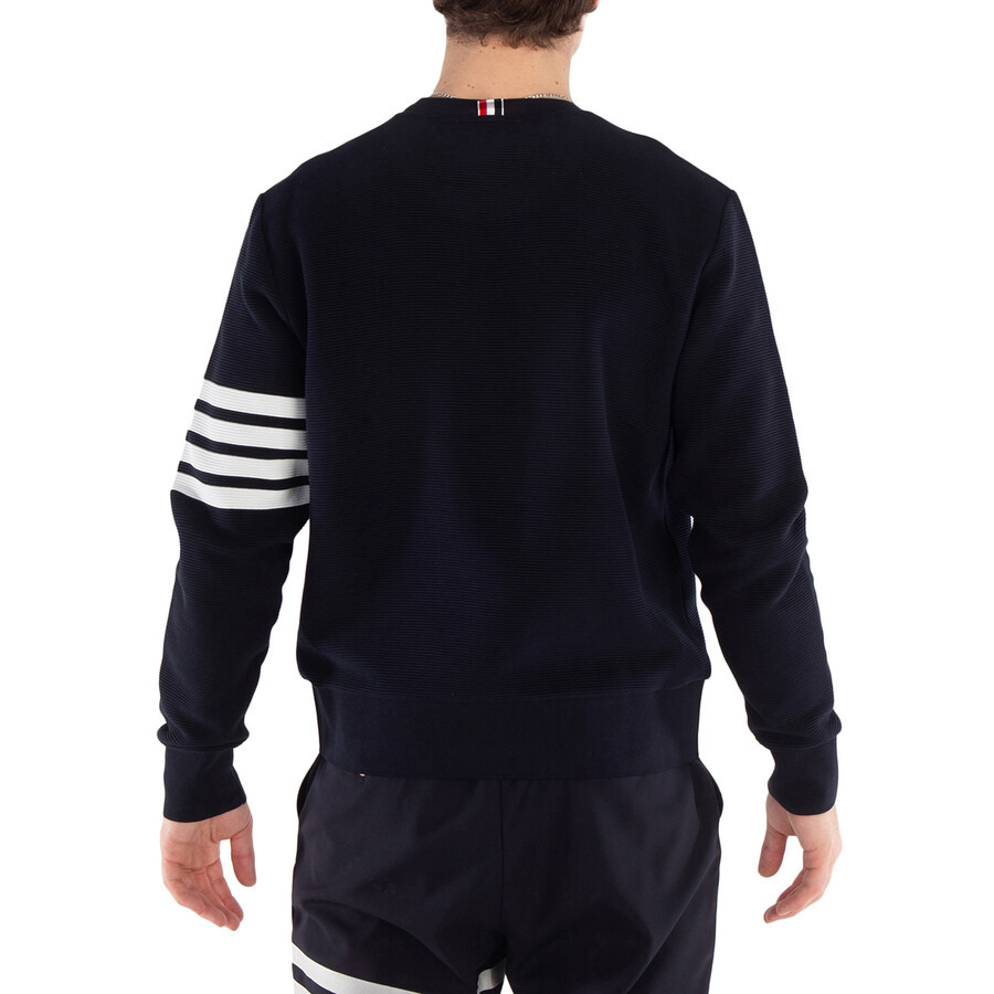 Thom Browne Men's Navy 4-Bar Stripe Sleeve Sweatshirt - 3
