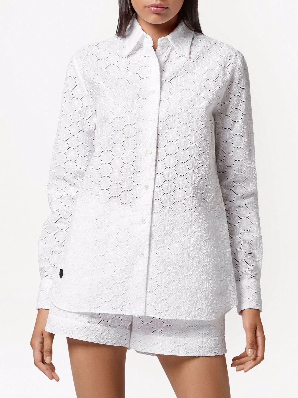 long-sleeve lace shirt - 3