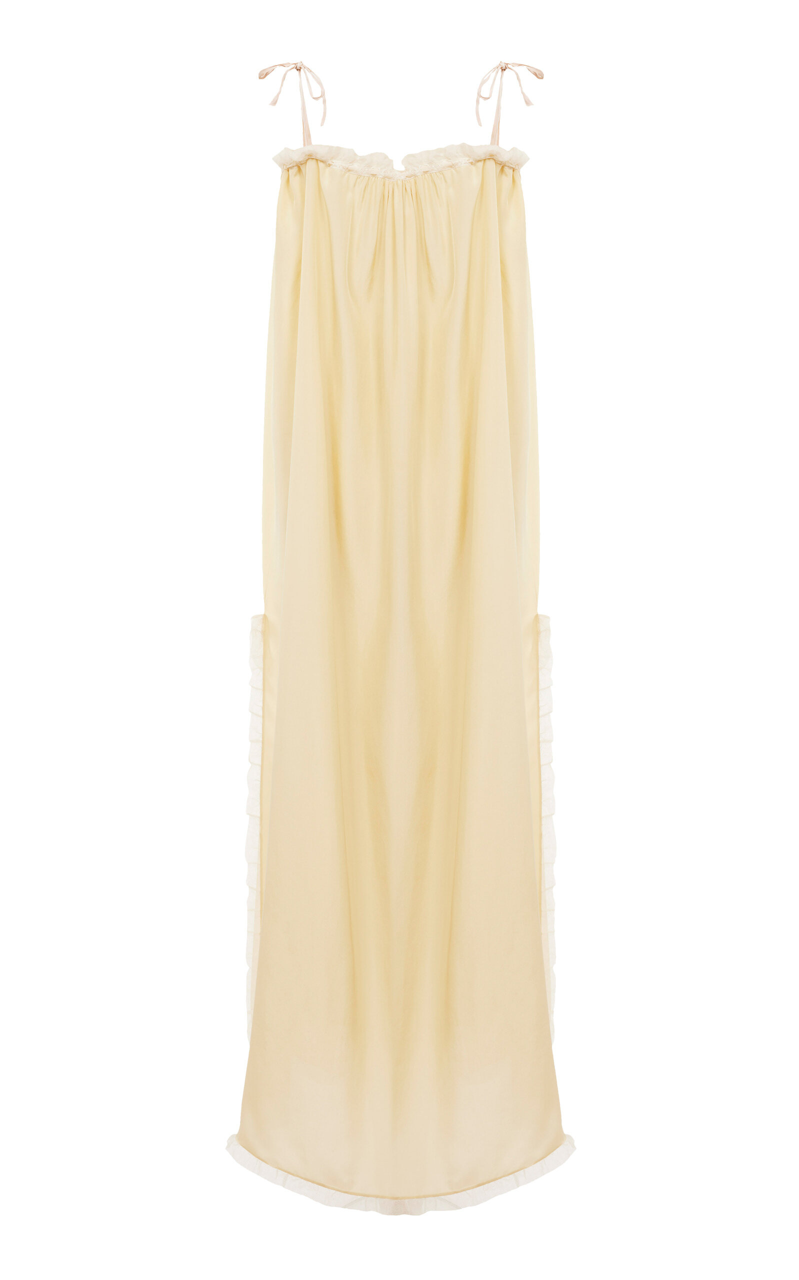 Lace-Trimmed Silk Habotai Maxi Dress yellow - 5