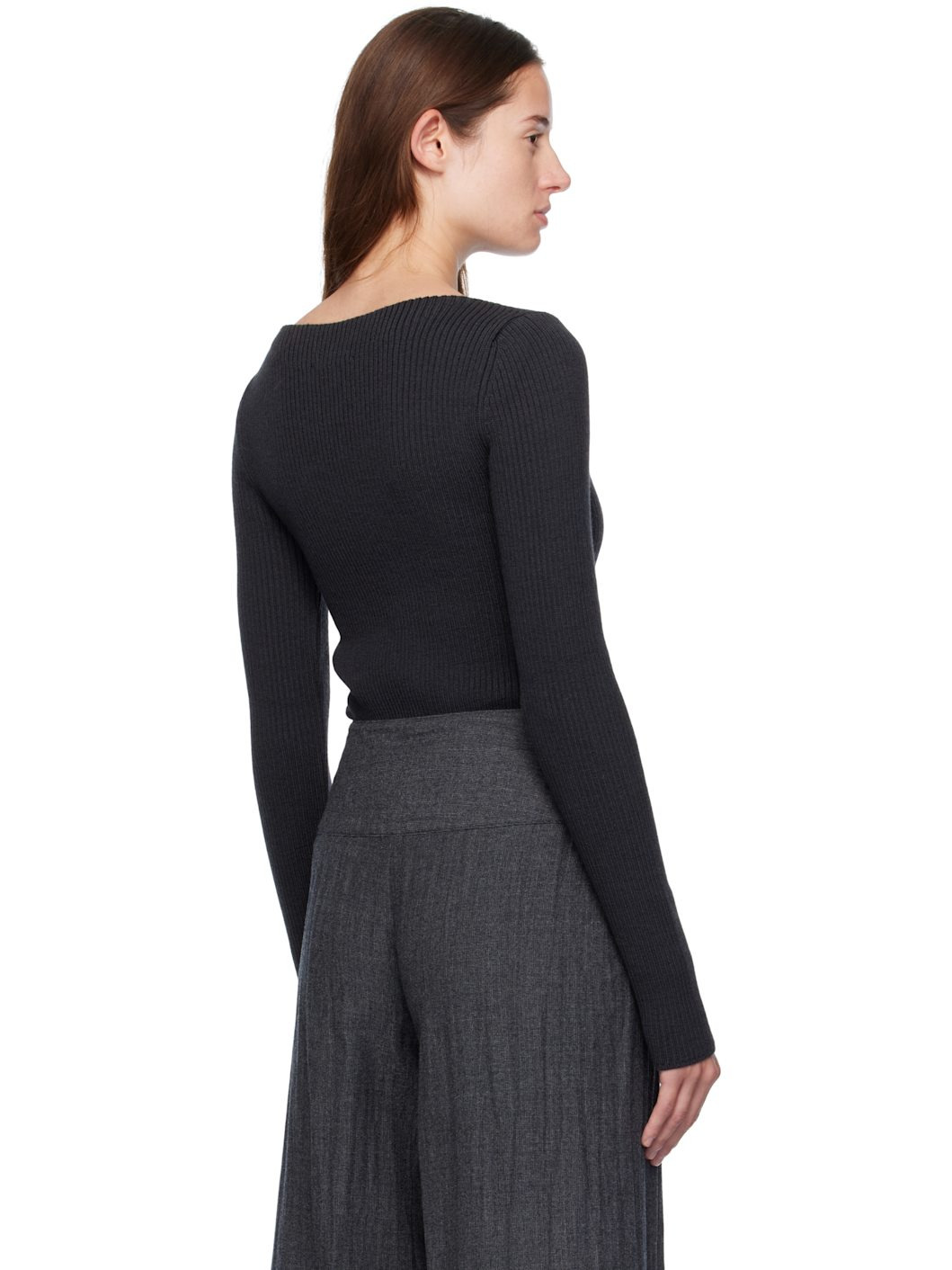 Black & Beige Strict Knit Sweater - 3