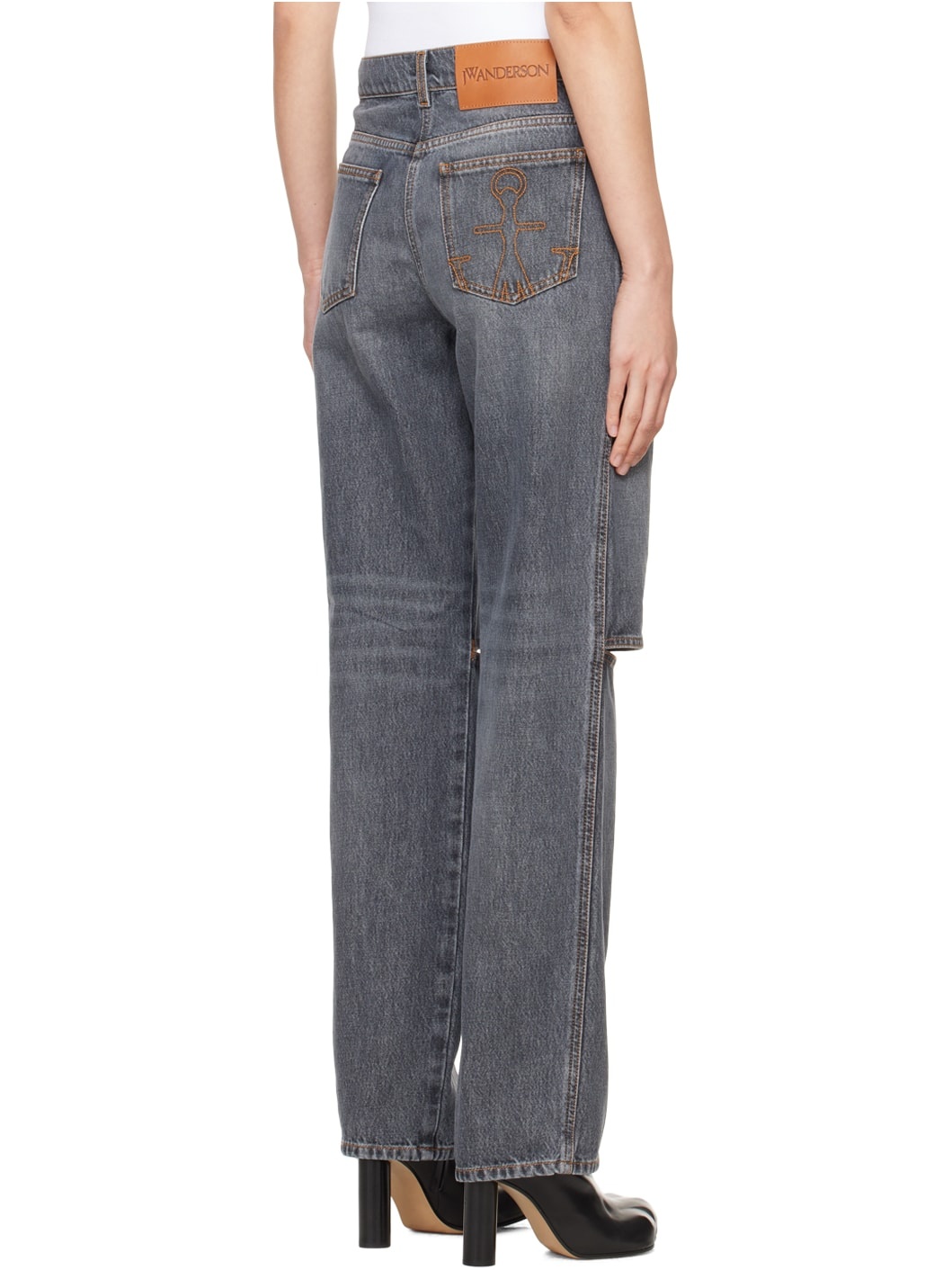 Gray Cutout Jeans - 3