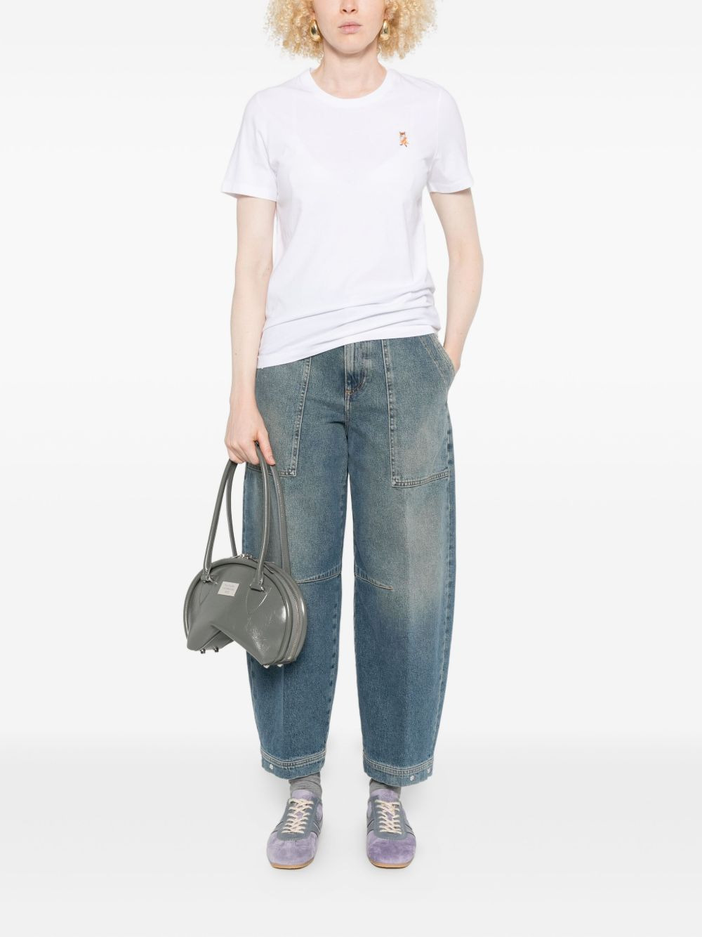 Standing Fox embroidered T-shirt - 2