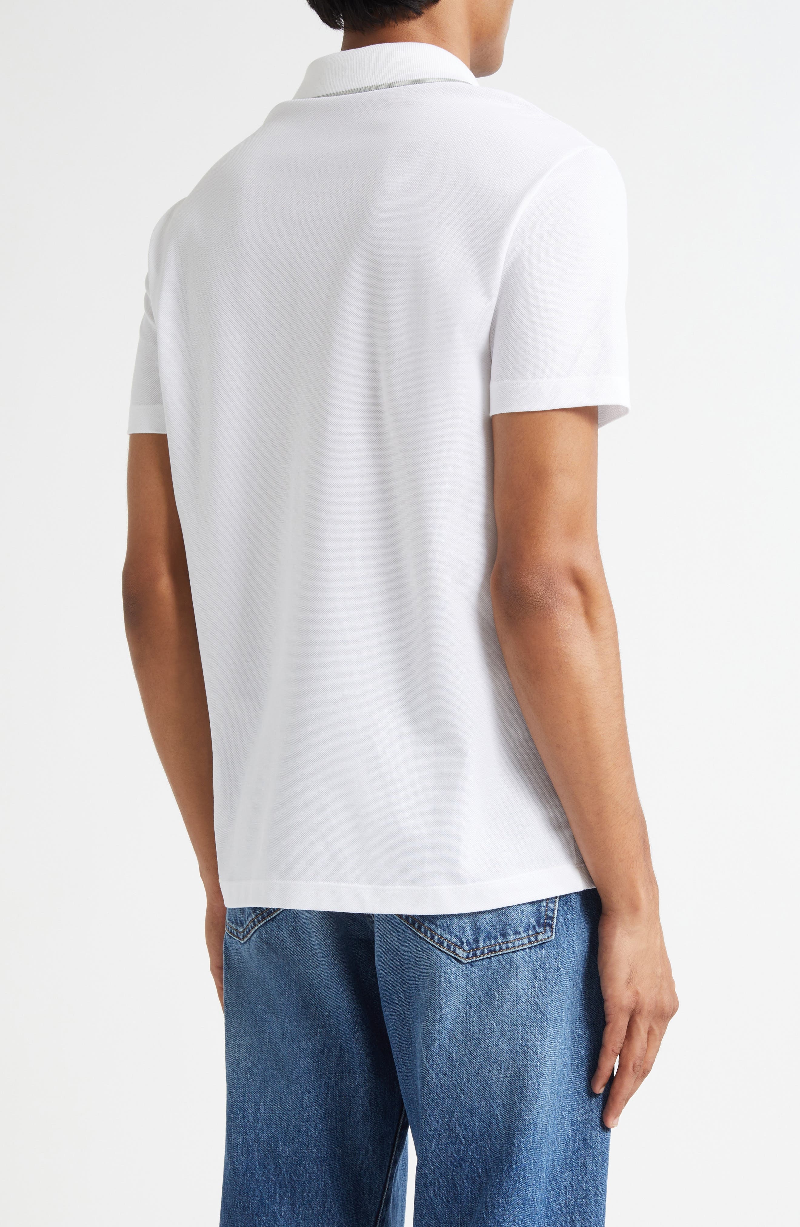 Versace Medusa Embroidered Cotton Piqué Polo in Optical White at Nordstrom - 2
