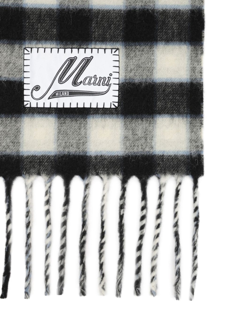 Marni plaid fringed scarf outlook
