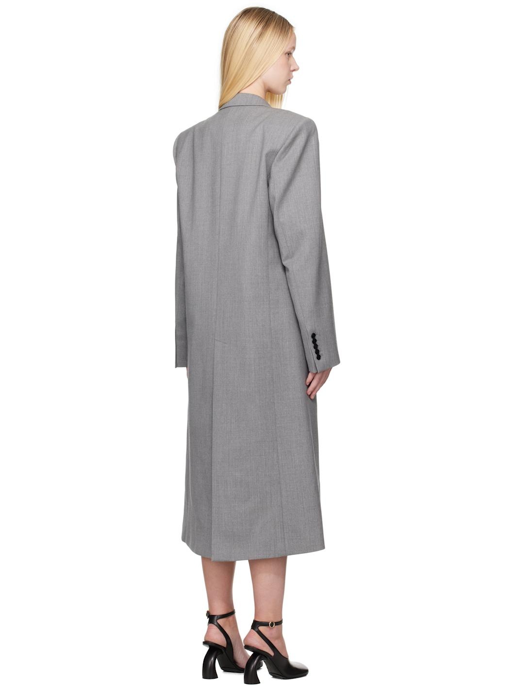 Gray Single Breasted Tailored Coat - 3
