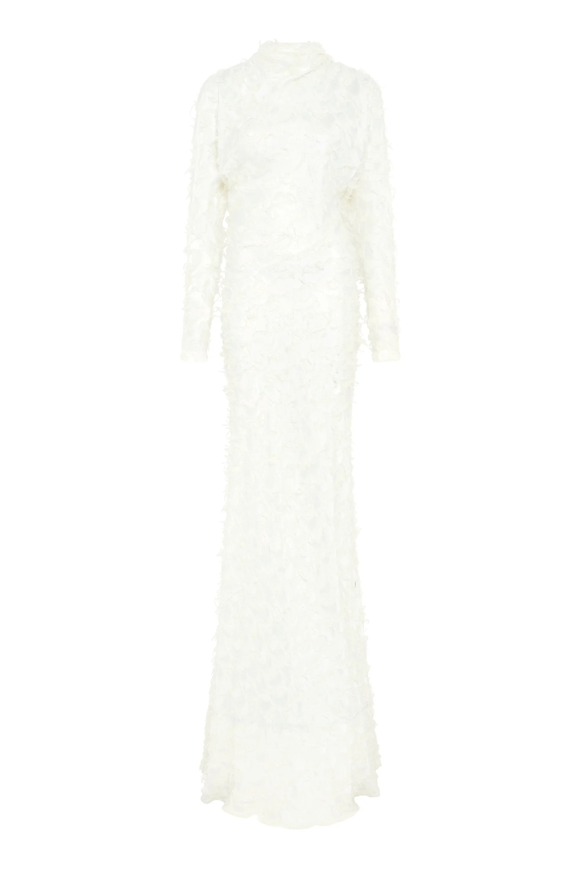 Aberdeen Dress in Ivory Silk Wool Fil Coupé - 1