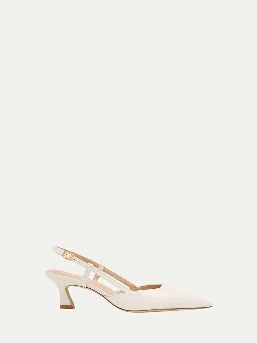 Vinnie Leather Kitten Slingback Pumps - 1