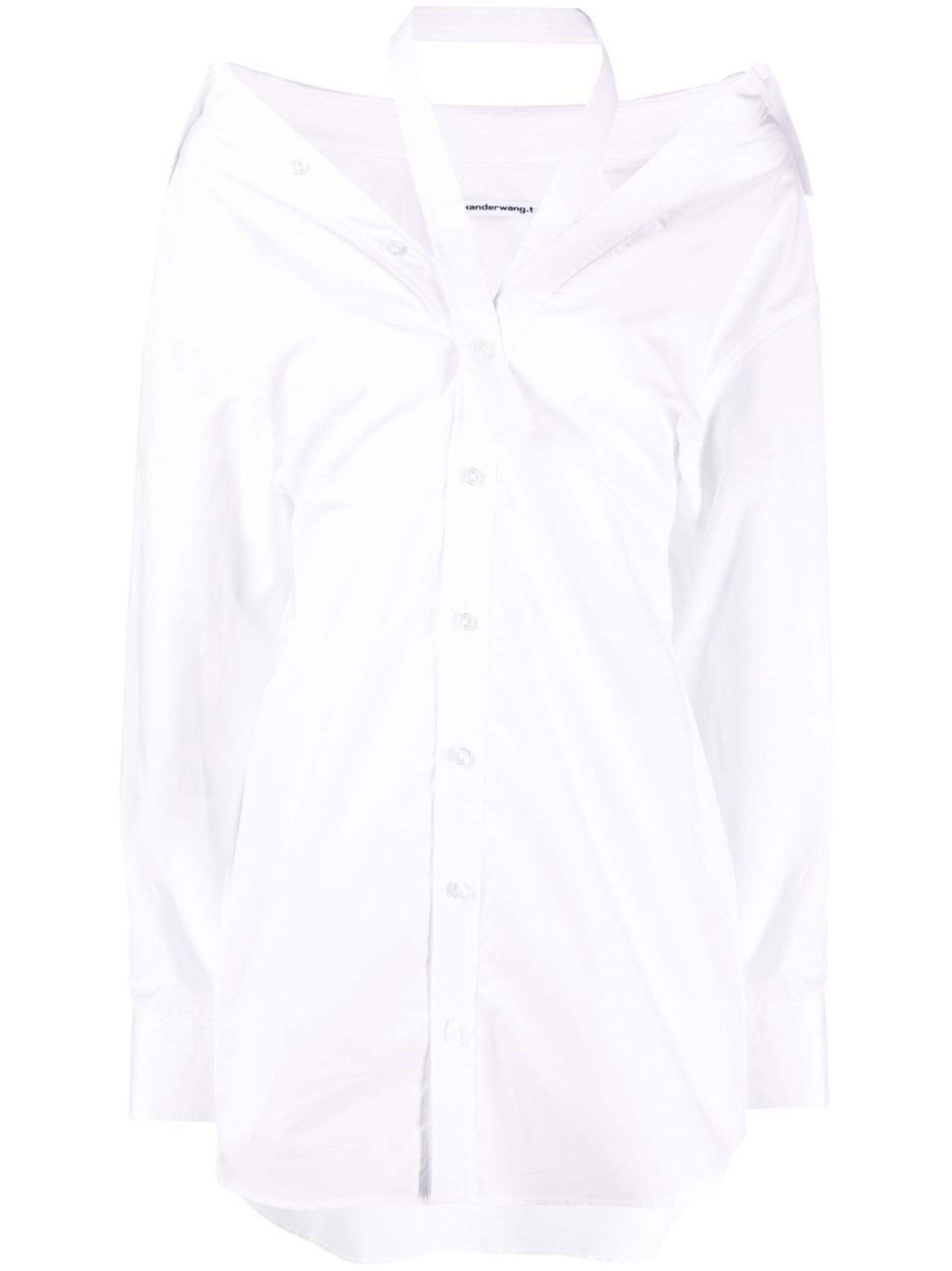white off-the-shoulder shirt dress - 1