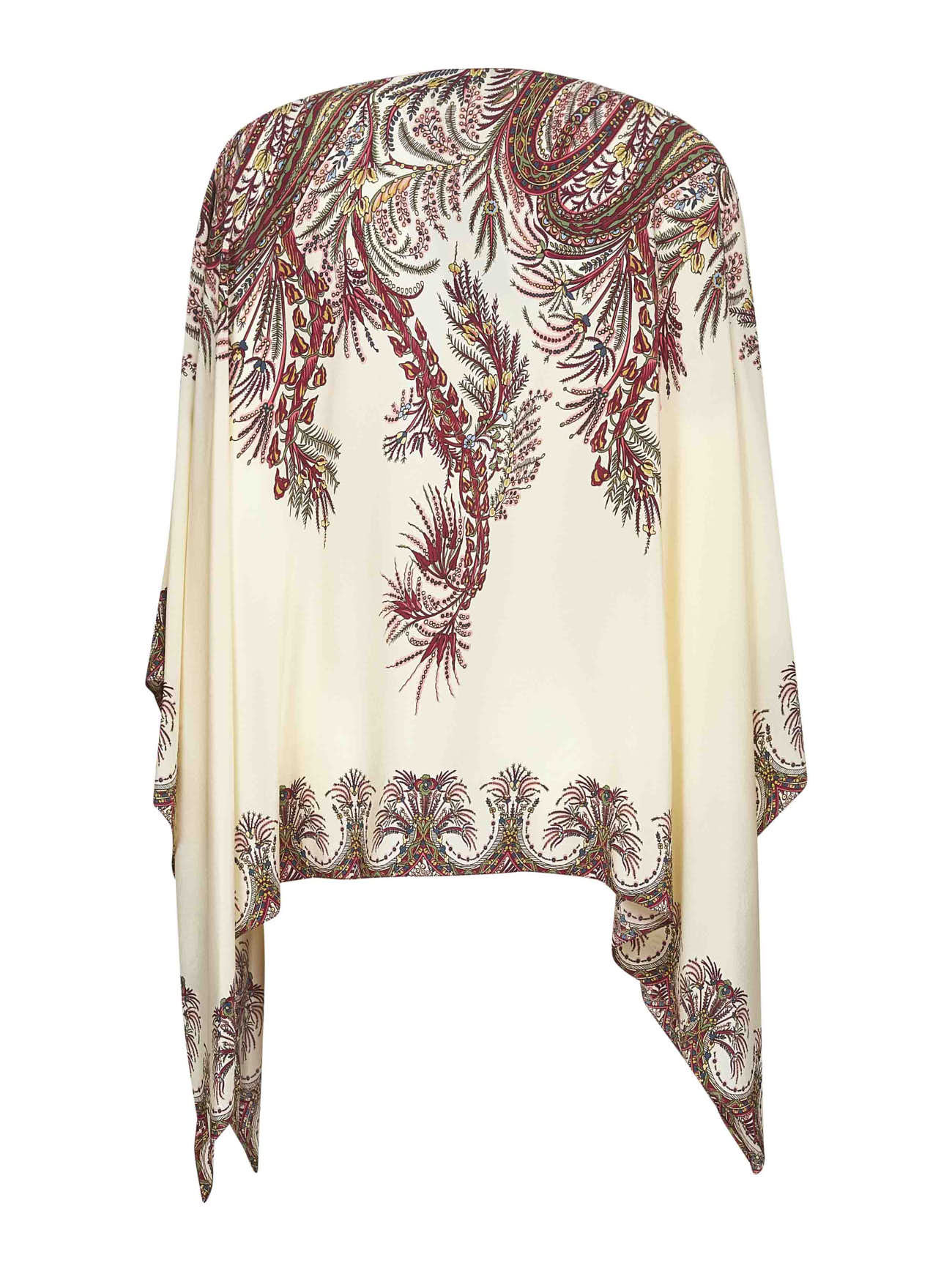 Paisley print silk crêpe de Chine poncho top - 2
