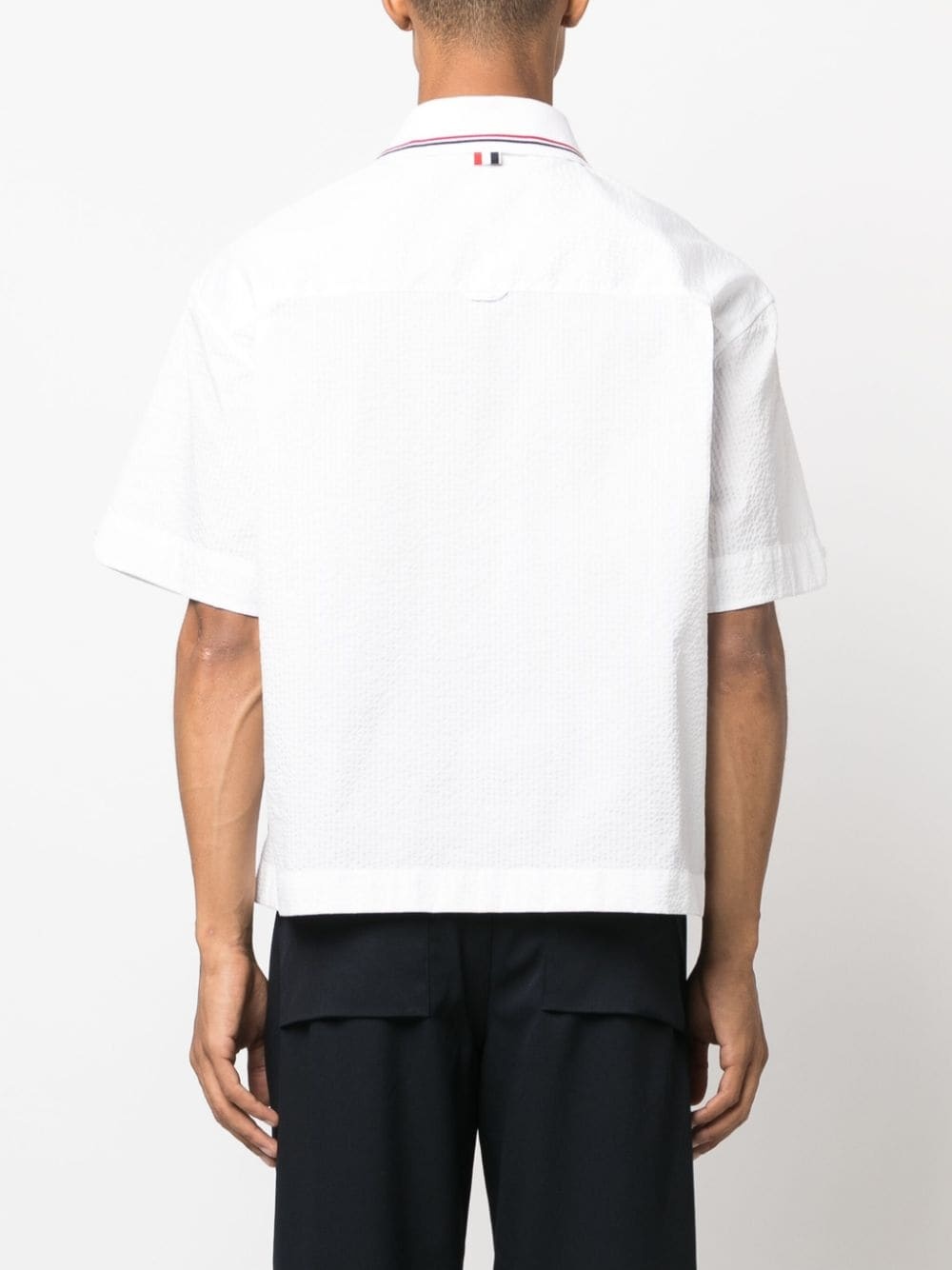 short-sleeve seersucker cotton shirt - 4