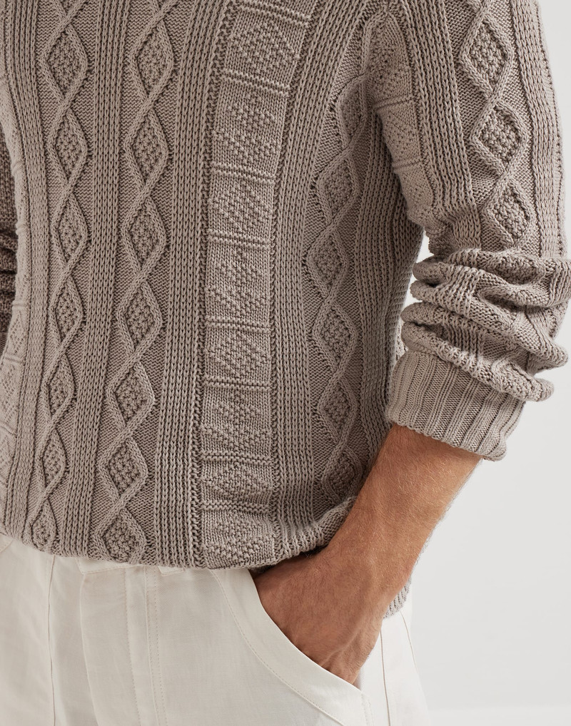 Cotton fisherman's cable sweater 4