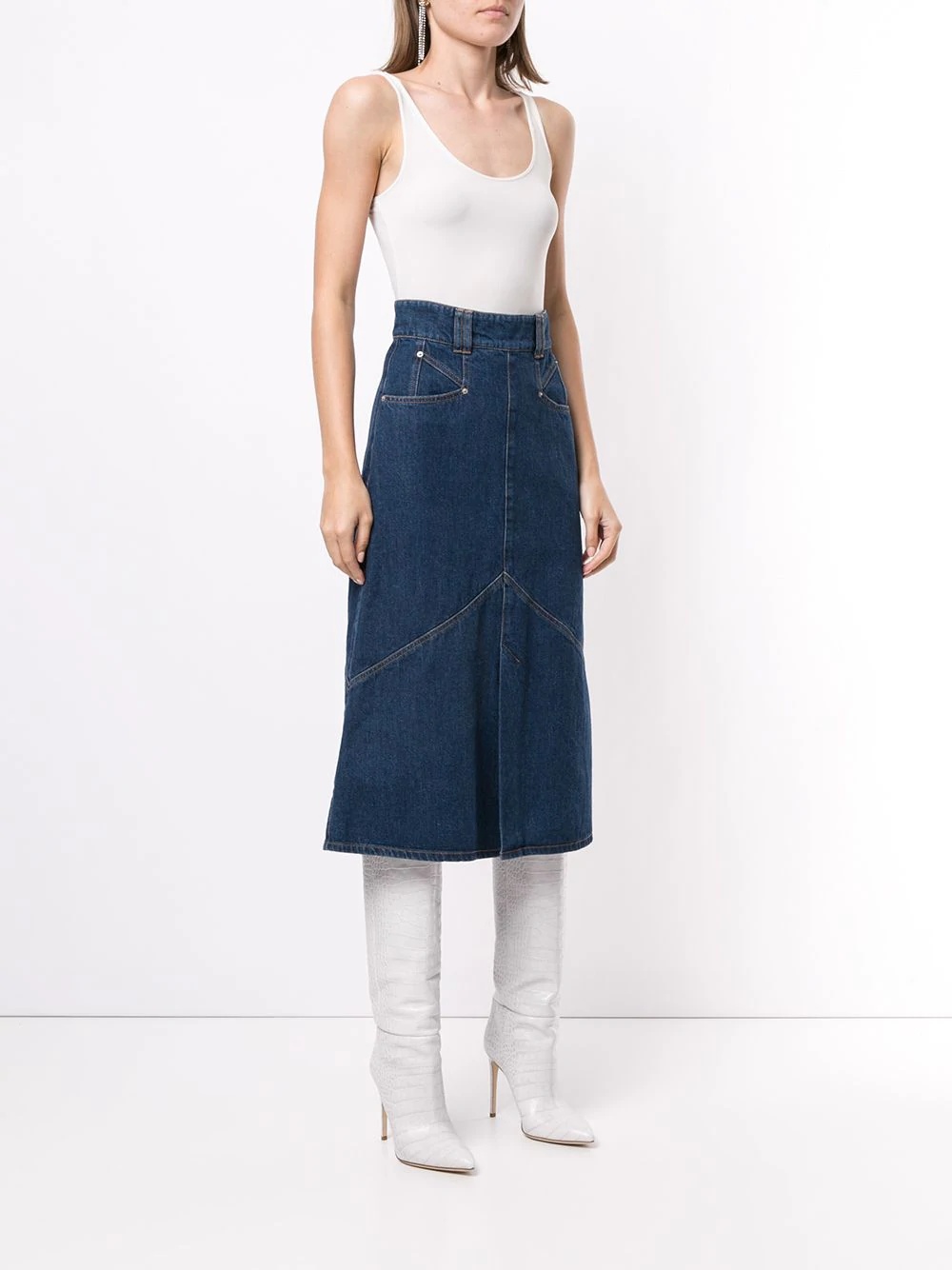 flared high-waisted denim skirt - 3