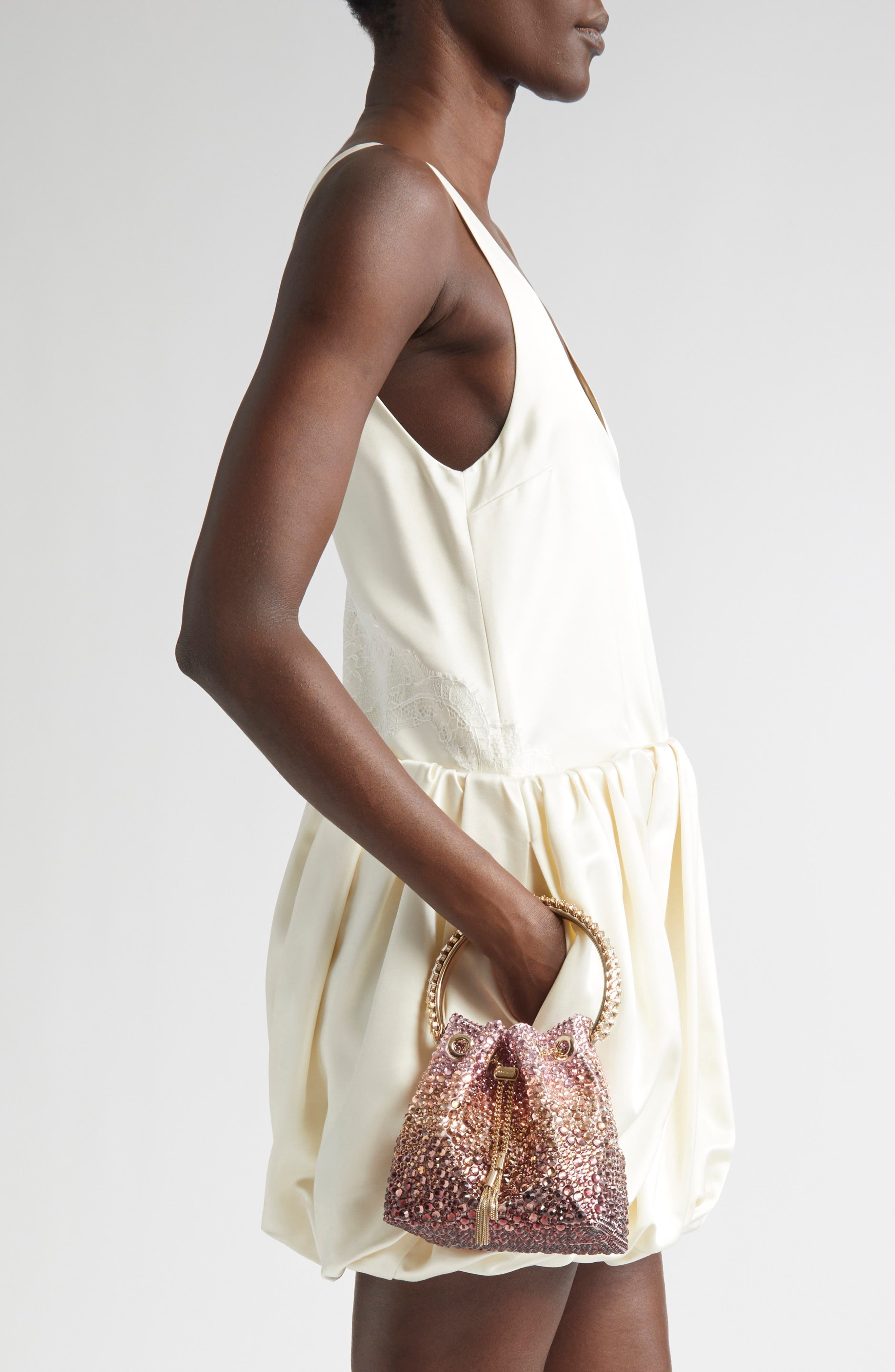 Jimmy Choo Bon Bon Crystal Embellished Pouch in Silky Blush Mix/Light Gold at Nordstrom - 3