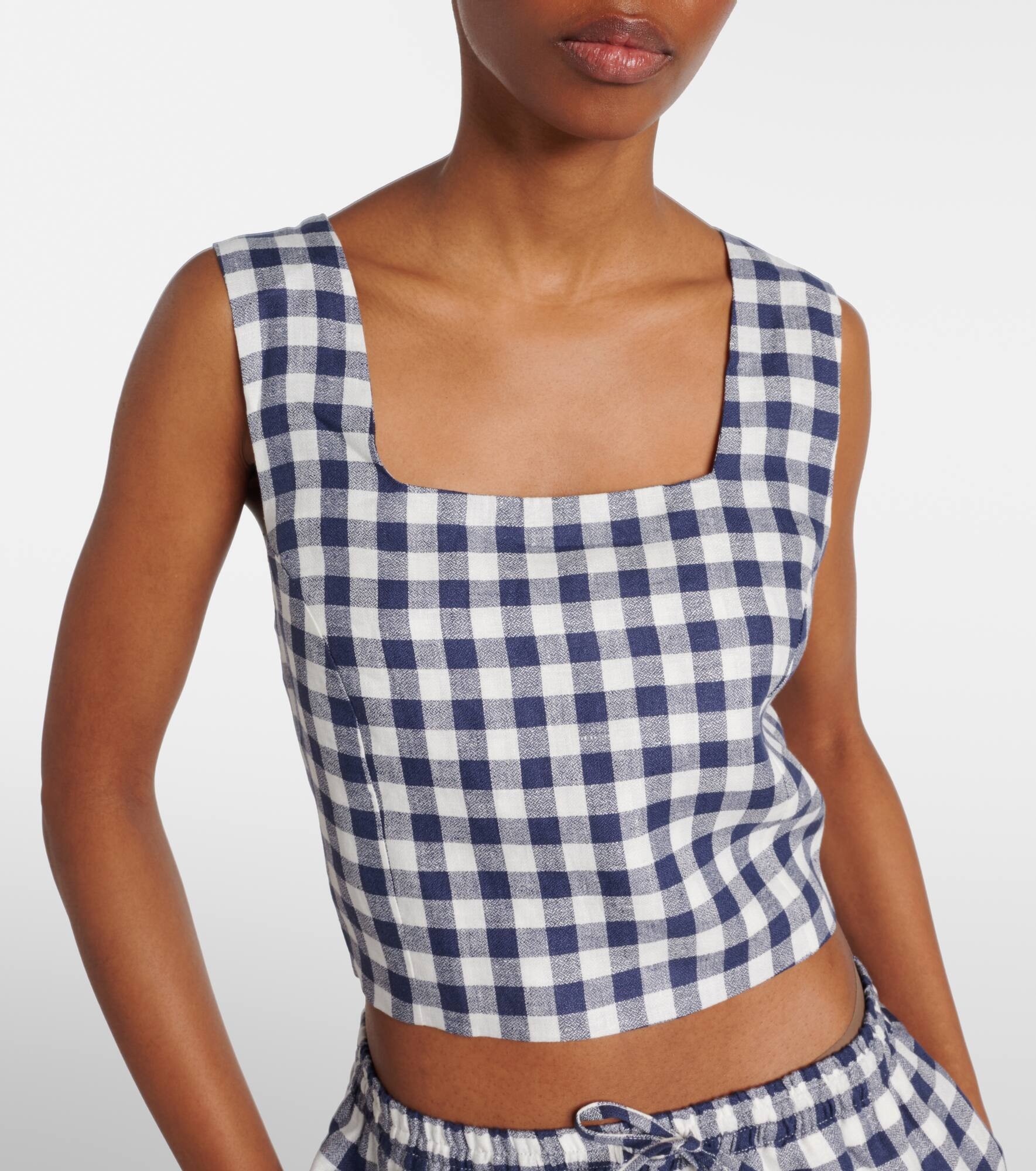 Cozumel gingham linen crop top - 4