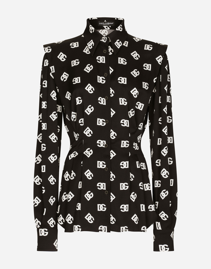 Charmeuse shirt with all-over DG logo print 1