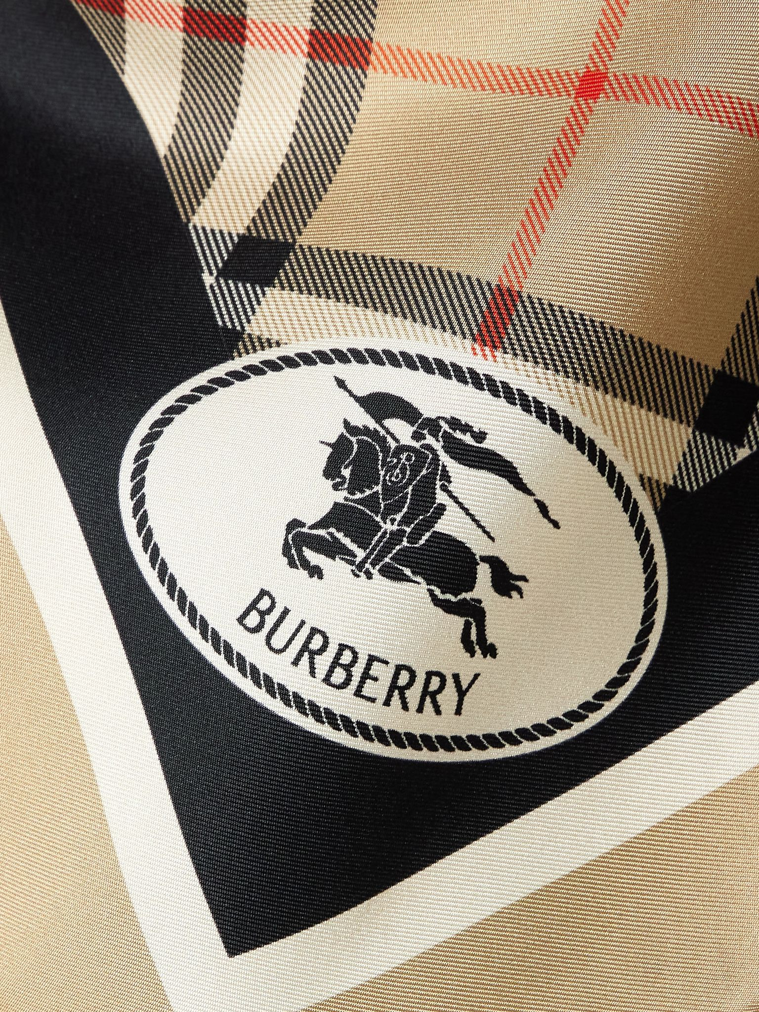Checked silk-twill scarf Sand - 3