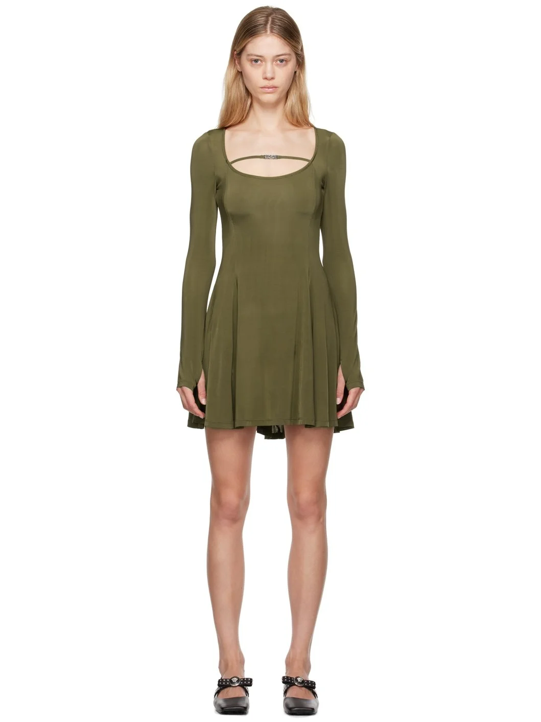 Khaki Flared Minidress - 1
