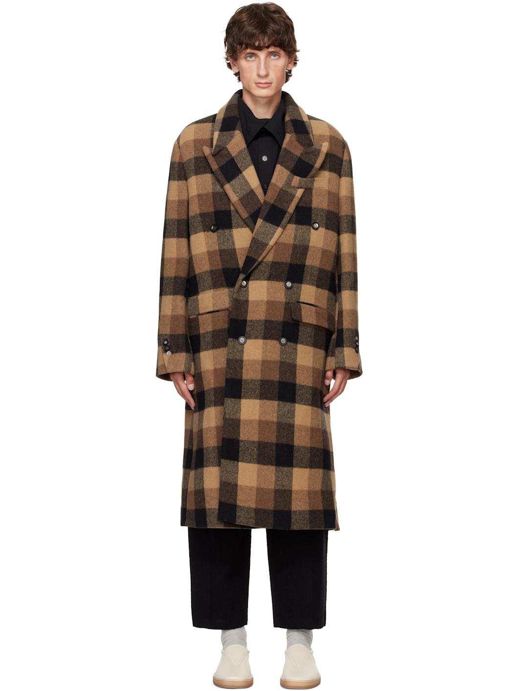 Brown Check Coat - 1