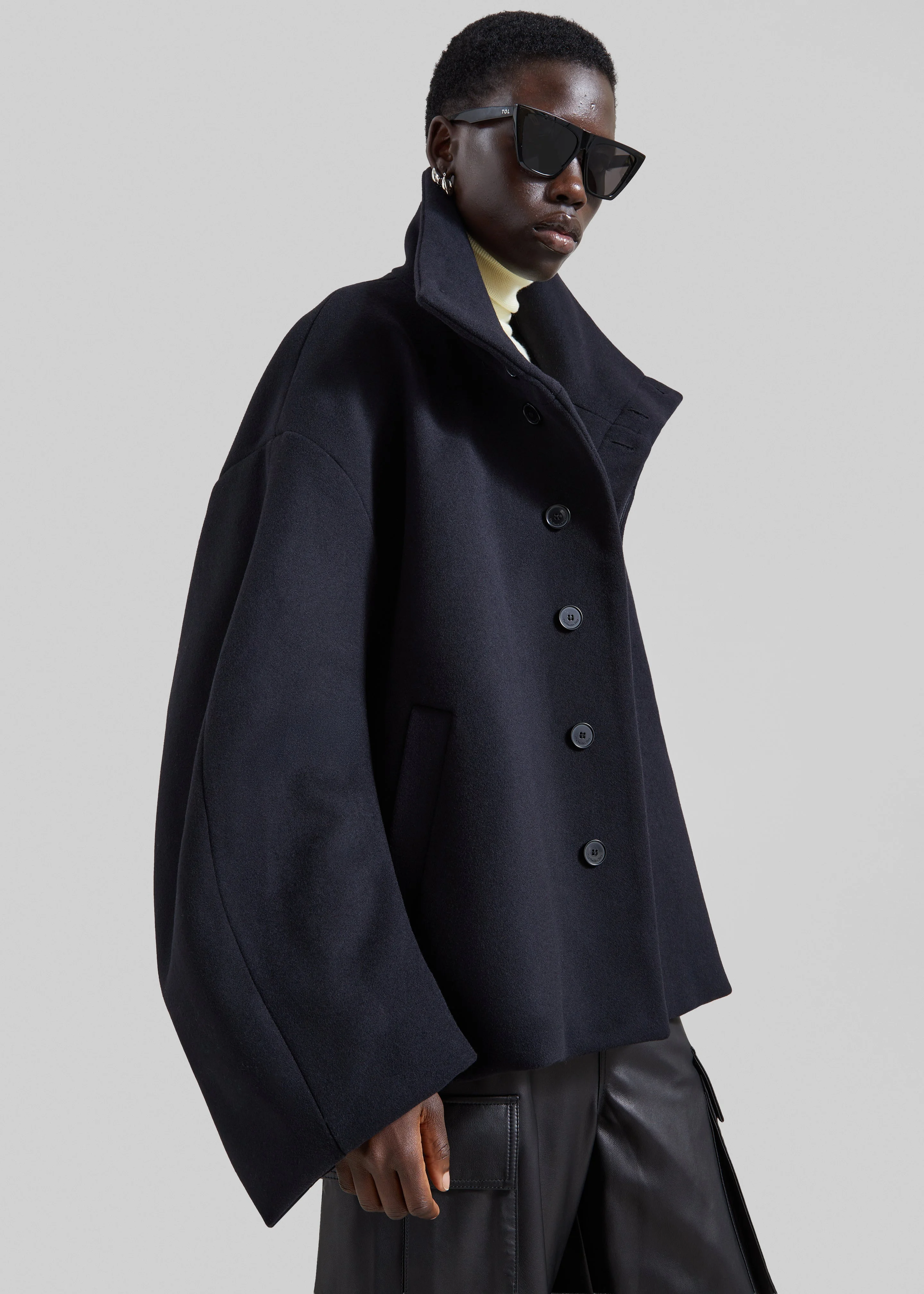 Onna Wool Short Coat - Navy - 1
