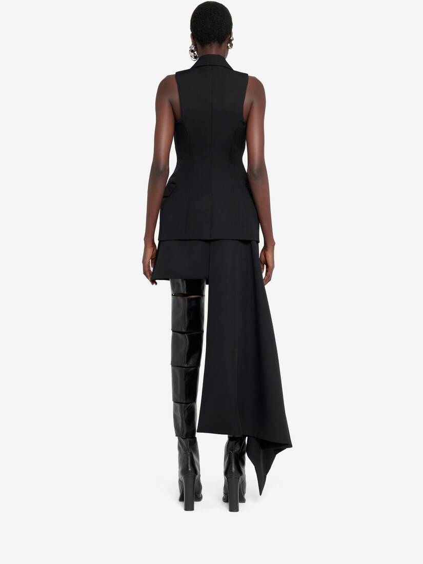 Women's Racerback Sleeveless Double-breasted Jacket in Black - 4