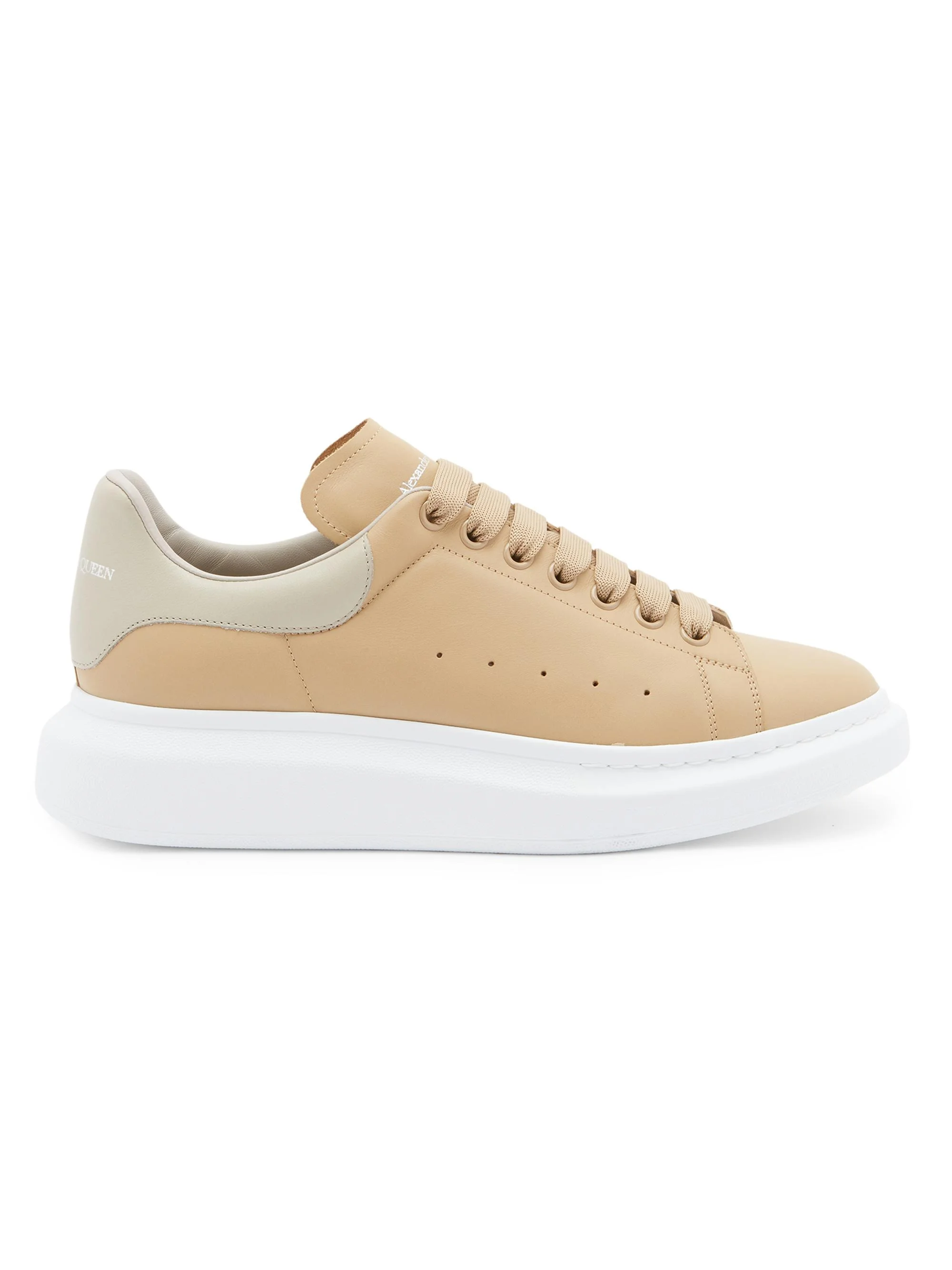 Men's Oversized Colorblocked Leather Low-Top Sneakers - Sand Stone - 1