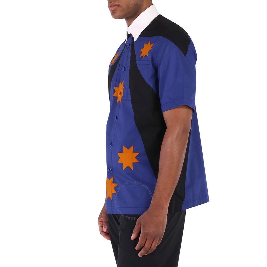 Burberry Men's Bright Navy Short-Sleeve Star Detail Shirt - 4