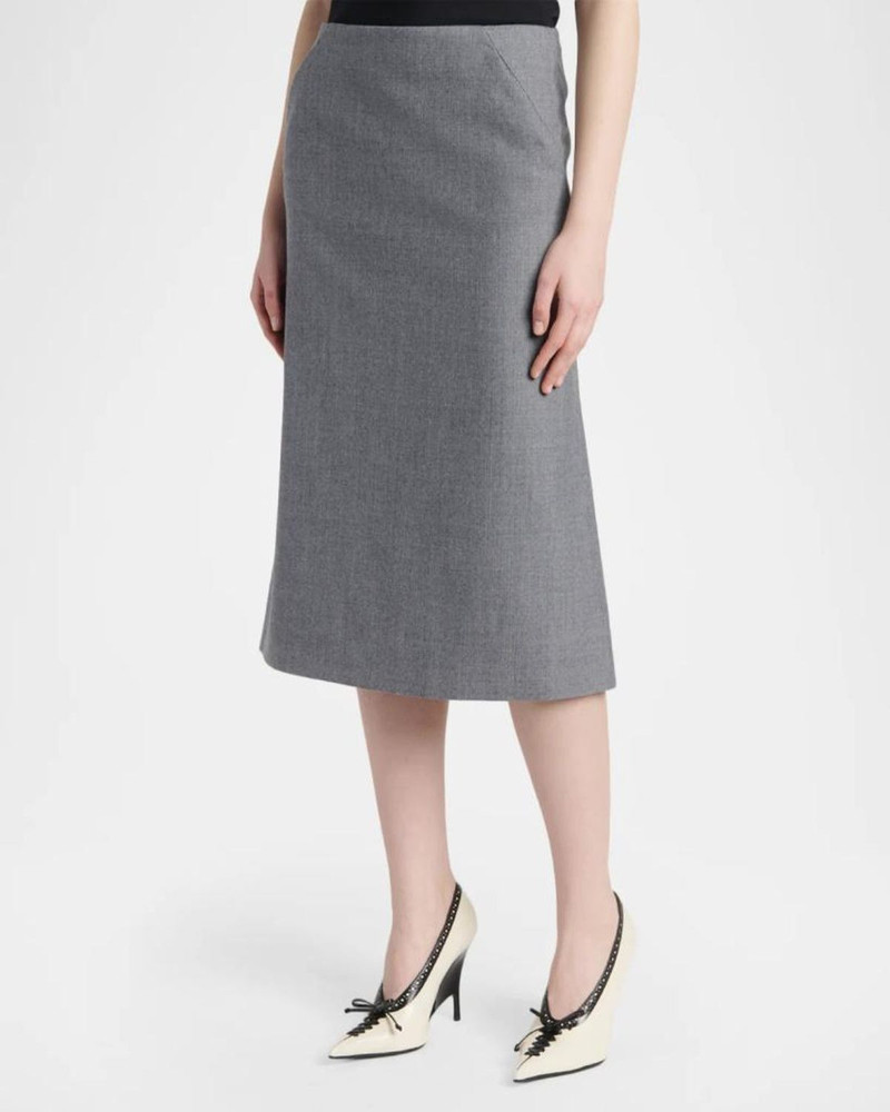Godet-Pleat Wool Midi Skirt 3