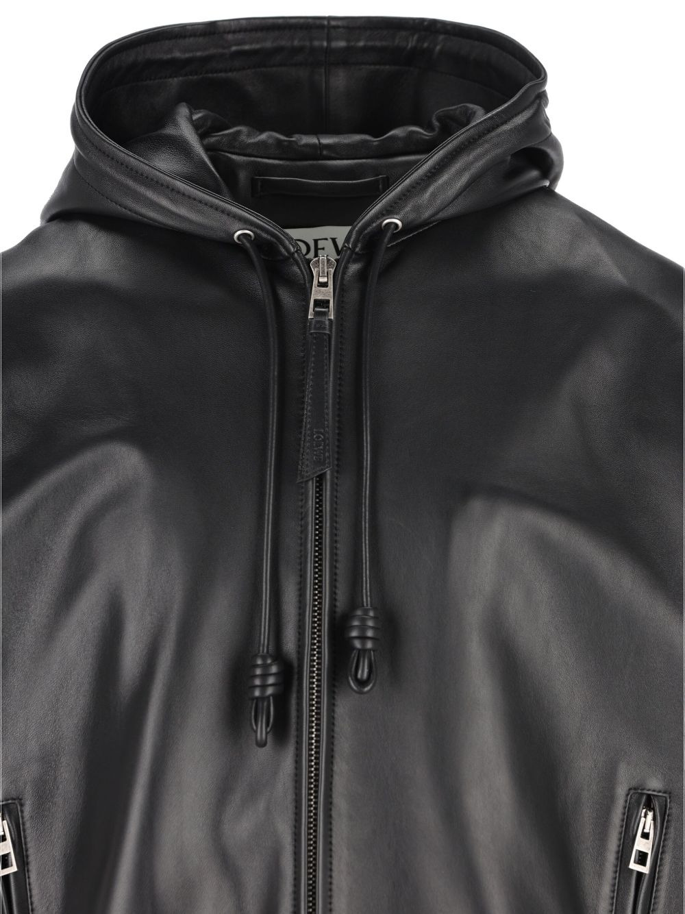 hooded leather jacket - 4