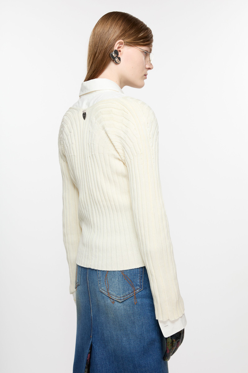 Acne Studios Button-up rib cardigan - Off white outlook