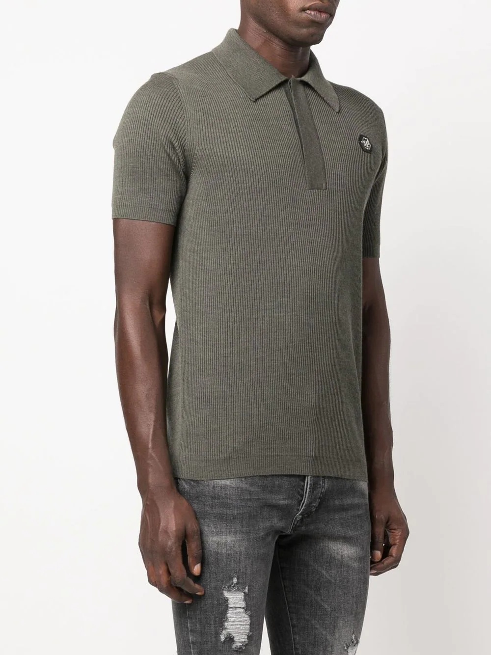 Istitutional ribbed-knit polo shirt - 3