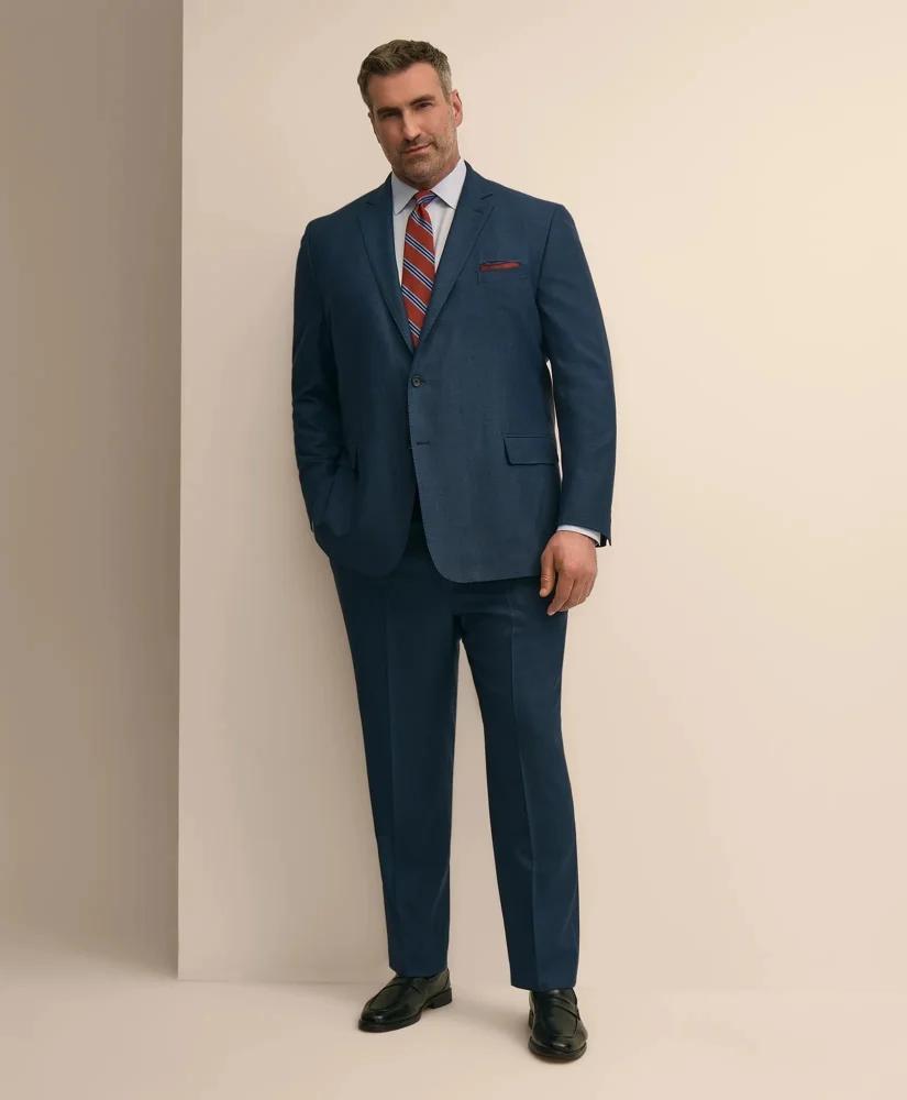 Brooks Brothers Explorer Collection Big & Tall Stretch Wool Blend Birdseye Suit Pants - 1