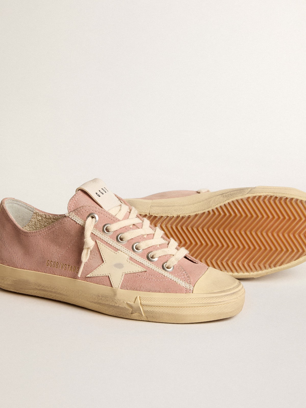 V-Star in pink suede with cream leather star - 3